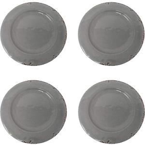 Gianna's Home 12 Piece Rustic Farmhouse Melamine Dinnerware Set, Service for 4 (4 Piece Dinner Plates, Gray)