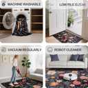 6x9 Area Rug, Floral Rugs for Living Room, Stain-Resistant Washable Bedroom Rug, Non-Slip Area Rugs for Dining Room Under Table, Indoor Carpet for Home Office (6 x 9 Black)
