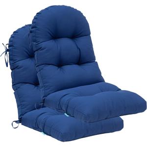 QILLOWAY Indoor/Outdoor High Back Chair Cushion for Adirondack,Spring/Summer Seasonal All Weather Replacement Rocking Chair Cushions. (Set of 2, Royal Blue)