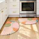 KIMODE Half Circle Kitchen Mats for Floor Cushioned Anti Fatigue,Semi Round Boho Kitchen Rug Sets of 2 Non Slip,Waterproof Padded Kitchen Floor Mat Carpet Decor for Sink Laundry Bathroom,Colorful, 28" x 18" (2 PCS)--0.47 inches