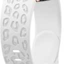 No Gap Leopard Engraved Bands Compatible for Samsung Galaxy Watch 6/5/4 Band 40mm 44mm, Watch 6 47mm 43mm,5 Pro 45mm, Watch 4 Classic 42mm 46mm, 20mm Soft Silicone Replacement Strap for Women (White)