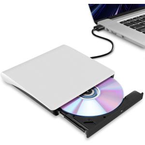External CD/DVD Drive for Laptop, USB 3.0 Ultra-Slim Portable Burner Writer Compatible with Mac MacBook Pro/Air iMac Desktop Windows 7/8/10/XP/Vista (White)