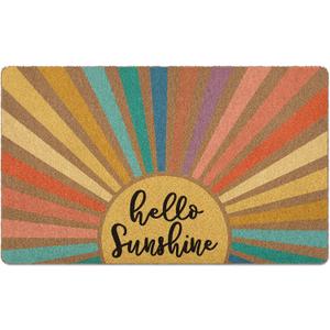 Boho Sunshine Door Mat, Spring Doormats, Classroom Welcome Mat, Summer Hello Sunshine Welcome Front Door Mat Indoor Outdoor Entrance, Boho Artificial Coir Doormat Rugs for Patio 30x17in