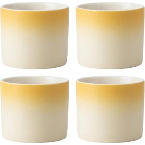 Ceramic Espresso Cups Small Modern Coffee Cup Thick Walled, Handleless, Durable, Dishwasher & Microwave Safe Set of 4, 3oz Tea cups yellow with white