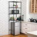 Huwena 4 Tier Mini Fridge Stand with Storage for Dorm Microwave Stand Over Mini Fridge Storage Shelf Adjustable Height Organizer for College Rooms Kitchen Pantry(Black), 77.56 x 24.02 x 18.11 inches