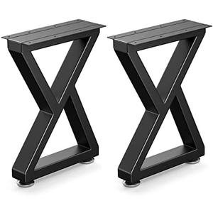16" Metal Bench, Desk and Coffee Table Legs, Heavy Duty Furniture Legs, Black End Table Legs, DIY Legs (H16" x W11.8", Set of 2) (Z-Type)