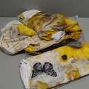 AILONEN Yellow Sunflower Fitted Sheet Queen Size with 2 Pillowcases,Butterfly Floral Bedding Set 3Pcs,Vintage Farmhouse Flowers Bed Sheet Set for Bedroom Decor