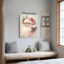 Yermidi Pink Vintage Santa Claus Christmas Wall Art Retro Holiday Canvas Print Festive Santa Artwork Poster Farmhouse Christmas Pictures Wall Decor for Living Room Fireplace 16x24inch Unframed