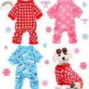 3 Pieces Dog Pajamas Puppy Soft Pets Clothes Dog Jumpsuit for Pets Cute Apparel Bodysuits for Girl and Boy, 3 Styles (M Fits 5.5-7.7 lbs)