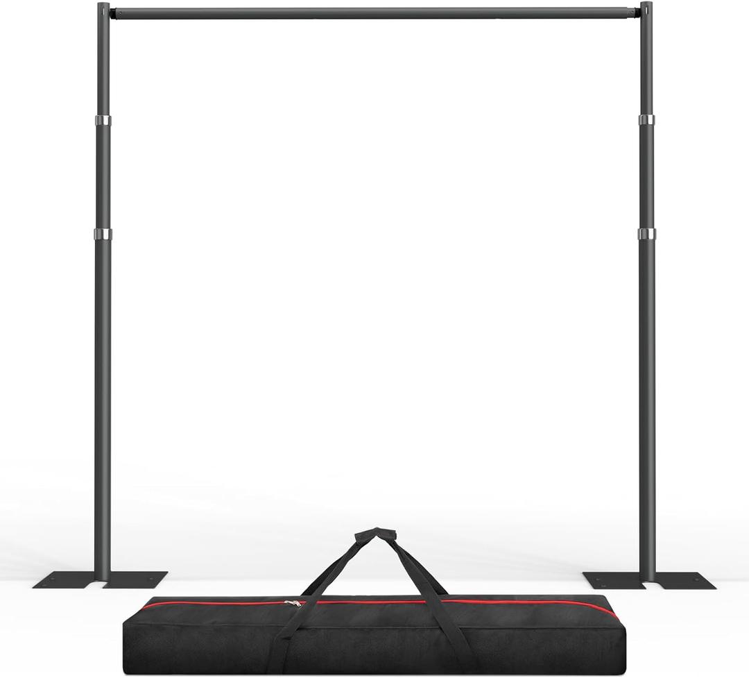 EMART Pipe and Drape Backdrop Stand Kit, 10ftx10ft Heavy Duty Adjustable Photo Background, Metal Frame with Flat Base for Wedding, Birthday Party, Banquet Decorations-Black