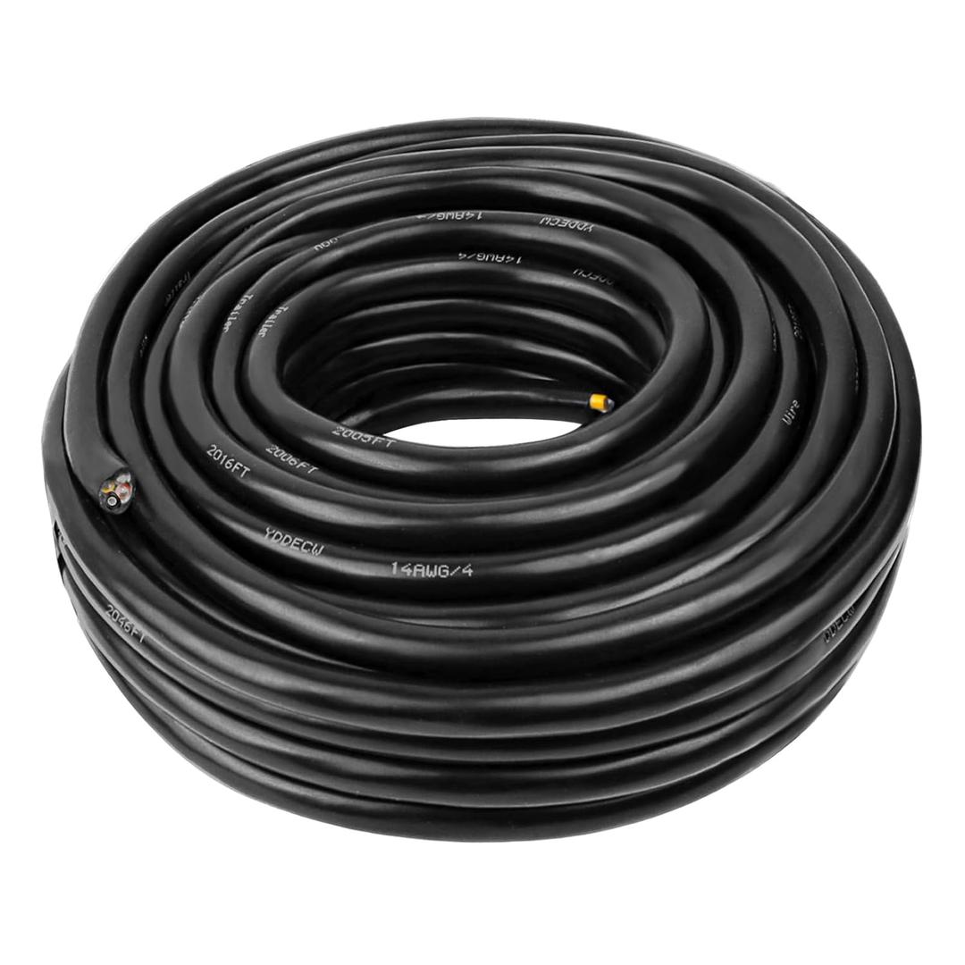 14 AWG 4 Conductor Control Cable100FT - 14/4 Wire 100% Pure Copper for Mini Split Air Conditioner & Heat Pump, HVAC, Speaker Systems Heavy Duty