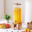 2 Gallon Large Drink Dispenser for Parties,Glass Beverage Dispenser with Stand,Glass Water Dispenser with Airtight Valve,Lemonade Dispenser for Fridge,Water, Juice,Punch,Cocktails,Ice Tea & Sun Tea-8L