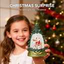 Mini Snow Globe Christmas Decorations, Glittering Santa Reindeer Small Christmas Tree Snow Globe Lighted Water Lantern for Xmas Decor Gifts