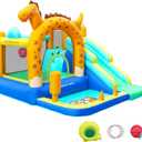 Doctor Dolphin Bounce House Slide Dinosaur Inflatable Bouncy Castle Jumping Castle with Tunnels Ball Pit for Toddlers Kids 3-8 Years Old, 10'3" x 9'5" x 7'5"