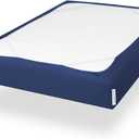 Queen Size Box Spring Cover with Smooth and Elastic Woven Material, Alternates for Bed Skirt, Wrinkle & Fading Resistant, Washable, Dustproof, Navy