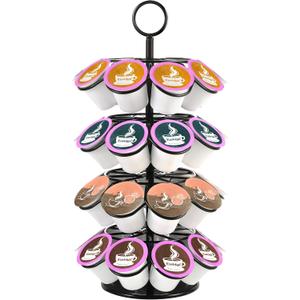 4-Tier K-Cup Holder Compatible with 36 K-Cups, Coffee Pod Carousel, Coffee Pod Storage Stand Detachable Organizer for Countertop, Spins 360-Degrees