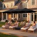 JEAREY 15ft Large Patio Umbrella with Base, Outdoor Rectangle Umbrella Double-Sided Market Umbrella with Stand for Pool, Deck, Backyard and Garden, Black