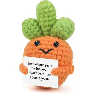 ZWJZMC Mini Funny Positive Carrot Cute Knitted Potato Creative Wool Crochet Inspirational Cheer Up Christmas Birthday Small Gift for Women Girlfriend Coworker Friend Sister Her Room Office Decor