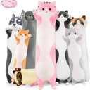 Long Cat Plush Pillow, 19.6in Cute Pink Cat Plushie Stuffed Animals Body Pillow, Kawaii Kitten Soft Plushie Doll Toy Birthday Gift for Kids Girlfriend