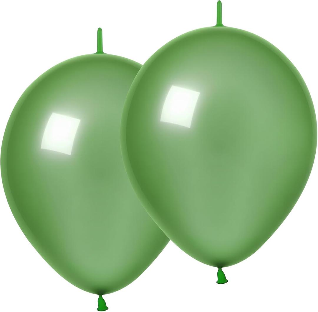 Link Balloons 6 Inch - 100 Pcs Quick Link Balloon Latex Linking Balloons Connected Linkable Balloon Birthday Wedding Party Decorations(Avocado Green)