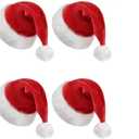 AIHANCH Plush Santa Hat Adult, Unisex Christmas Hat, Extra Thicken Velvet Santa Hats for Christmas Party Supplies (Red-4 Pack)