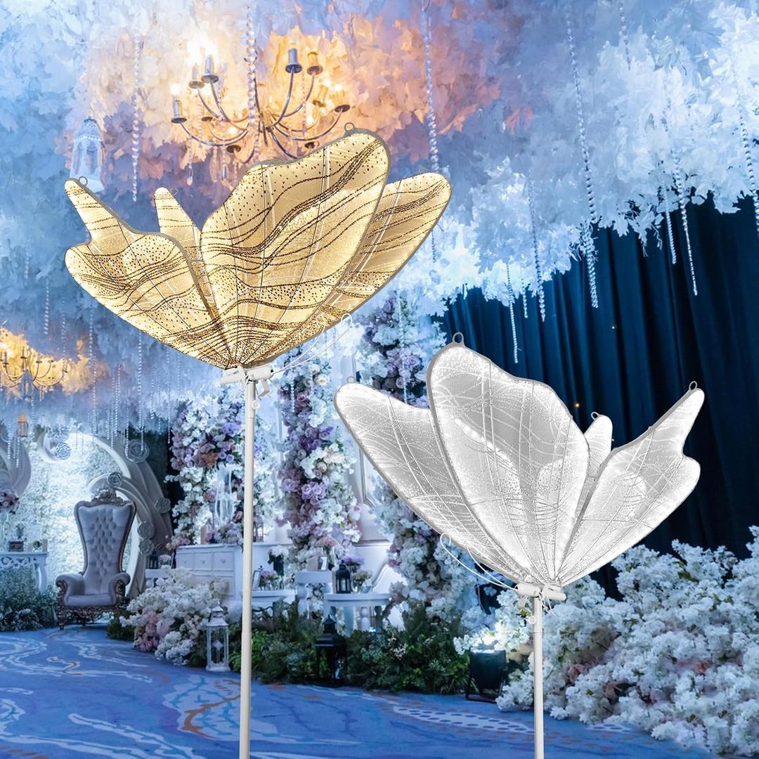 3-Color Wedding Butterfly Floor Lamp Decoration, 23.6 Inch Creative Butterfly Ceiling Lamp, Adjustable Height Romantic Butterfly Lamp Props for Wedding Party (1PCS) (2, 60 CM/23.6 in)