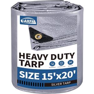 TARPAL 15x20 tarp,Heavy Duty Tarp 14mil Silver Reflective Tarps Large Waterproof Tarps with Grommets and Reinforced Edges UV Protection,Tear Resistant for Firewood,RV,Boat,Roof,Car,Camping
