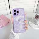 NITITOP Compatible with iPhone 13 Pro Max Case Cute Aesthetic Floral Flower Vintage Rose Pattern Matte Clear Women Girl Full Camera Lens Slim Hard PC Shockproof Pritective Cover - Purple