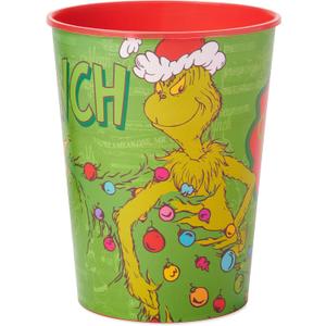 American Greetings 8-Count 16 oz. Reusable Plastic Cups, Grinch Christmas Party Supplies