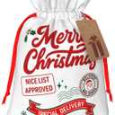 FJTP Christmas Santa Sack 4.7"x7"  Small Linen Santa Gift Bag with Drawstring, Reusable Christmas Sack for Toys, Candy, Gifts & Holiday Party Decor (1 Count (Pack of 1))