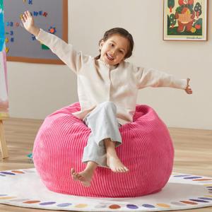 Hobestluk 2.5FT Bean Bag Chair Beanbags Small Bean Bag Chair with Filler Included Teardrop Bean Bag with Removable Cover for Bedroom Living Room (Small, Pink)