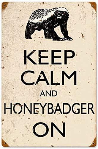 Retro Honey Badger Metal Tin Signs 8x12 Inch Decorative Poster Plate for Coffee House Bar Pub Kitchen Beer Funny Wall Decor