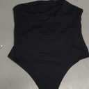 YEOREO Hyperflex Strapless Bodysuit Tube Top Off Shoulder Double Lined Thong Bodycon Slim Fit Summer Sexy Leotard (Medium, Black)