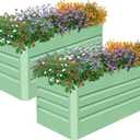 SnugNiture 2 Pcs 4x2x2FT Raised Garden Bed Galvanized Planter Garden Boxes Outdoor, Deep Root Planter Raised Bed for Vegetables Flowers Herbs,Green