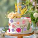 JeVenis Wildflower Cake Toppers Two Wild Flower Cake Decor Second Birthday Cake Toppers for Floral Two Wild Birthday Party Decoration Supplies (Golden 1)