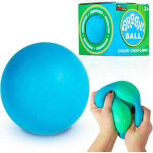 Power Your Fun Arggh Large Stress Ball for Adults and Kids - 3.75 Inch Tension Relief Ball Fidget Toy, Color-Changing Stress Relief Hand Squeeze Sensory Balls Big Squishy Toys for Kids (Blue/Green)