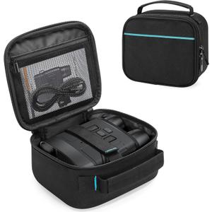 CURMIO Night Vision Goggles Carrying Case, Storage Bag for Tactical Night Vision Binoculars, SD Card and Data Cables, Black (Bag Only), 6.5 x 5.9 x 3''