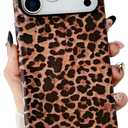 Leopard Print Phone Case for iPhone 17 Pro Max, Cheetah Print Pattern Cool Animal Design Shockproof Slim TPU and Hard PC Protective Cover for Girls Women