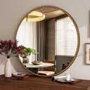 Vintage Round Mirror, 24 Inch Circle Wall Mounted Mirror with Baroque Beaded Frame, Home Decor for Entryway, Bathroom, Vanity, Living Room, Gold