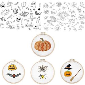 50pcs Water Soluble Embroidery Patterns 2 Sheets xA4 Halloween Printed Tracing Paper Embroidery Stabilizers Aunt Mothers Hand Embroidery Iron on Transfers DIY Lovers