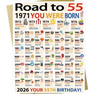 3 x OJsensai Happy 55th Birthday Gifts Decorations for Women Men, Jumbo 55 Years Old Bday Card for Mom Dad Grandma Grandpa
