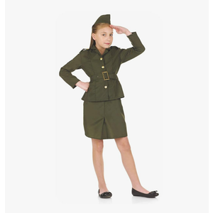 fun shack Girls Army Costume, WW2 Costume Kids, Girls Military Costumes, Halloween Costumes for Kids XL