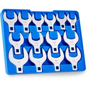 Orion Motor Tech 14 Piece Jumbo Crowfoot Wrench Set, SAE Crows Foot Wrench Set for 1-1/16" to 2" Flare Nuts for 1/2" Drive Rachets Extenders, Cr-V Steel Crowfoot Wrenches with Phosphating & Carry Case