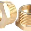 2pcs 1" NPT Male x 1/2" NPT Female Brass Reducer Hex Bushing Threaded Fitting Adapter by CX WONDERLAND