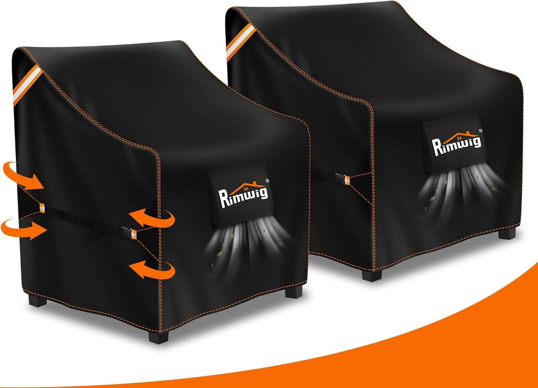 Patio Chair Covers 2 Pack, Waterproof Outdoor Furniture Covers, Heavy Duty Wicker Swivel Chair Covers for Garden Lawn 32" W x 37" D x 36" H