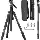 SmallRig CT190 Professional Video Tripod, 72" Camera Tripod with Leveling Base, Monopod Conversion, Video Tripod for Travel, Video and Vlogging, with Carry Bag, Load up to 8.8 lbs/4 kg - 4319