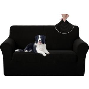 U-NICE HOME Loveseat Cover Stretch Couch Cover Sofa Cover Sofa Slipcover Furniture Protector for 2 Cushion Couch Sofa Pet Friendly (Oversized Loveseat, Black)