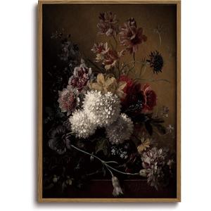 KISSFOX Vintage Framed Wall Art Decor Rustic Hydrangea Floral Pictures Wall Decor Dark Botanical Canvas Art Prints Moody Still Life Flowers Paintings Artwork For Bedroom Living Room Kitchen, 24"L x 16"W