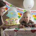 2 x Sky Blue Glitter Happy 1st Birthday Cake Topper, One Year Old Birthday Party Cake Decor, Gold Number 1 Birthday Party Supplies Decorations for Baby Girl or Baby Boy