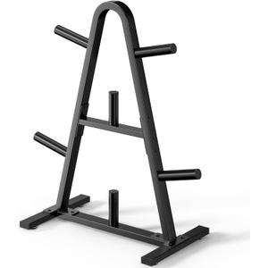 Olympic Weight Plate Rack 400LBs, Heavy Duty Weight Tree Rack for 2-Inch Plates, Barbell & Bumper Plate Storage, Free Weight Rack & Gym Plate Holder for Home Gym